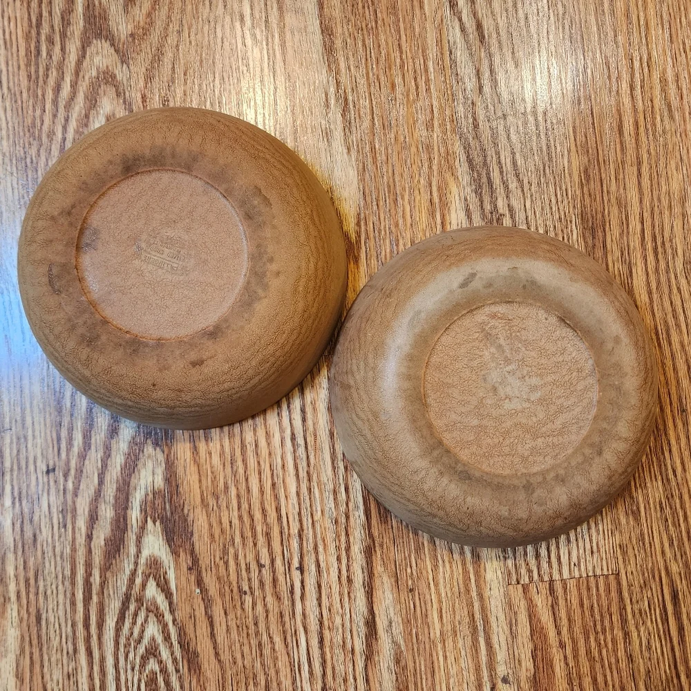 2 Vintage Ellingers Agatized Wooden Bowls